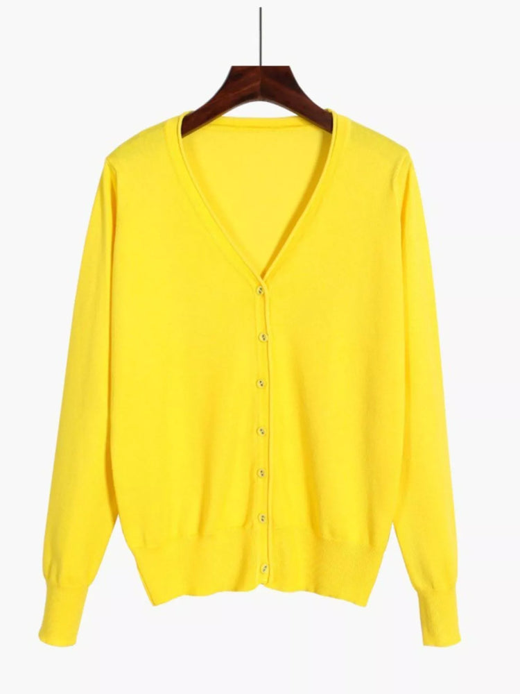 Classic V-Neck Button-Down Knit Cardigan