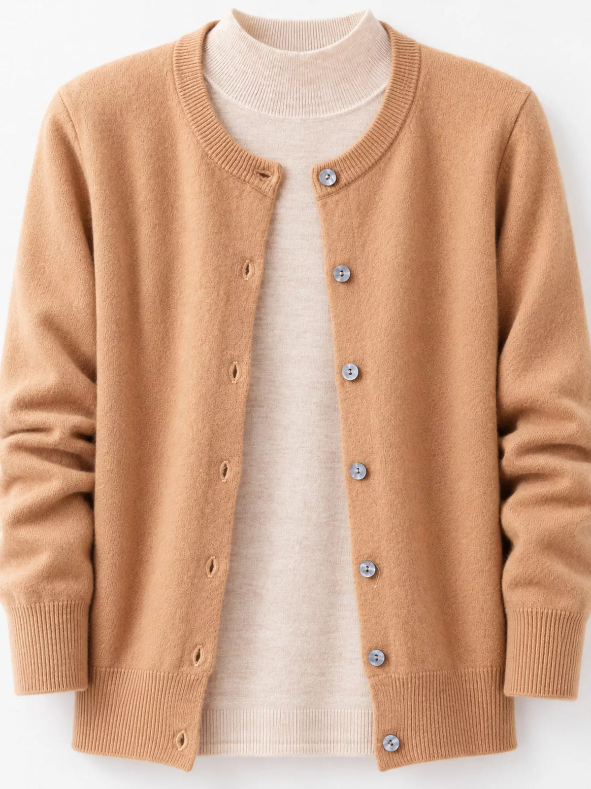 Crew Neck Button-Down Cardigan