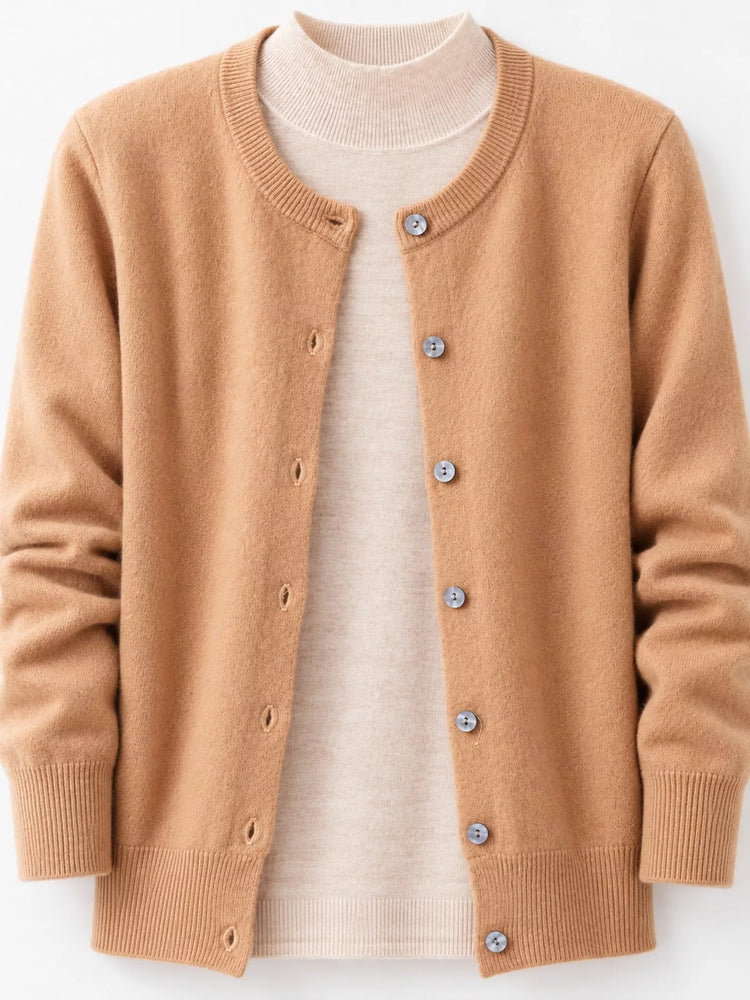 Crew Neck Button-Down Cardigan