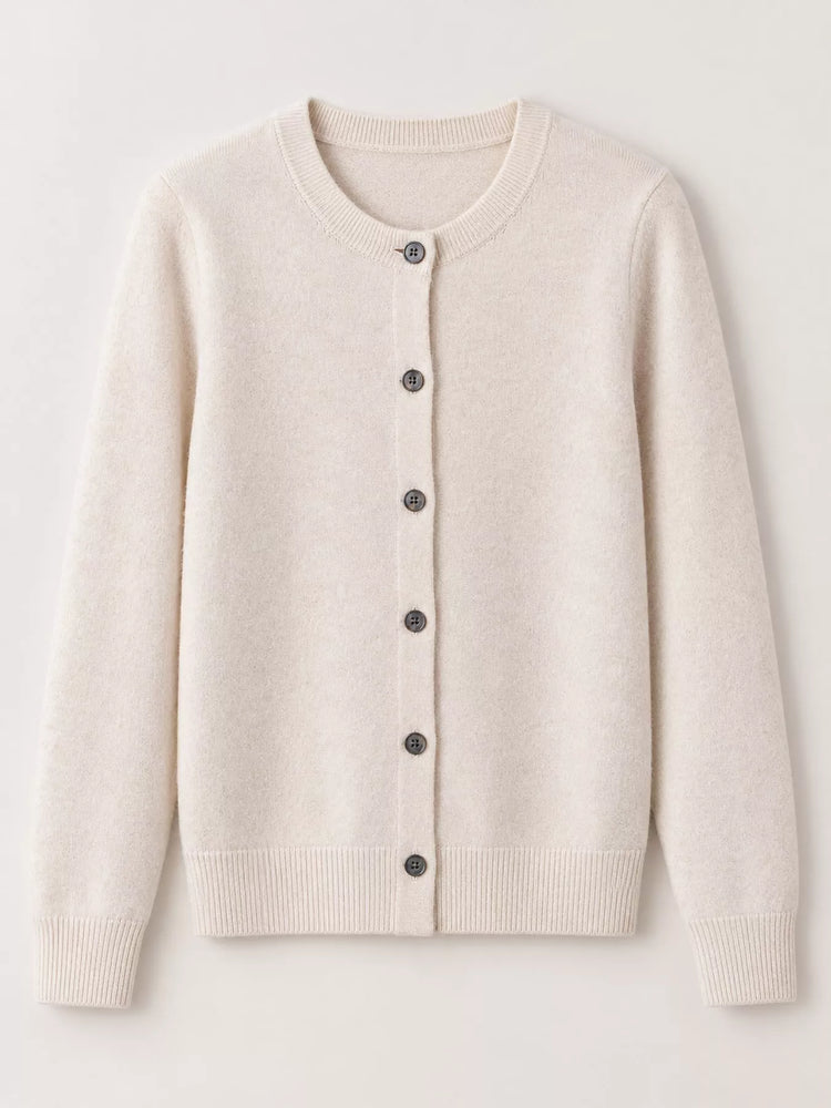 Crew Neck Button-Down Cardigan