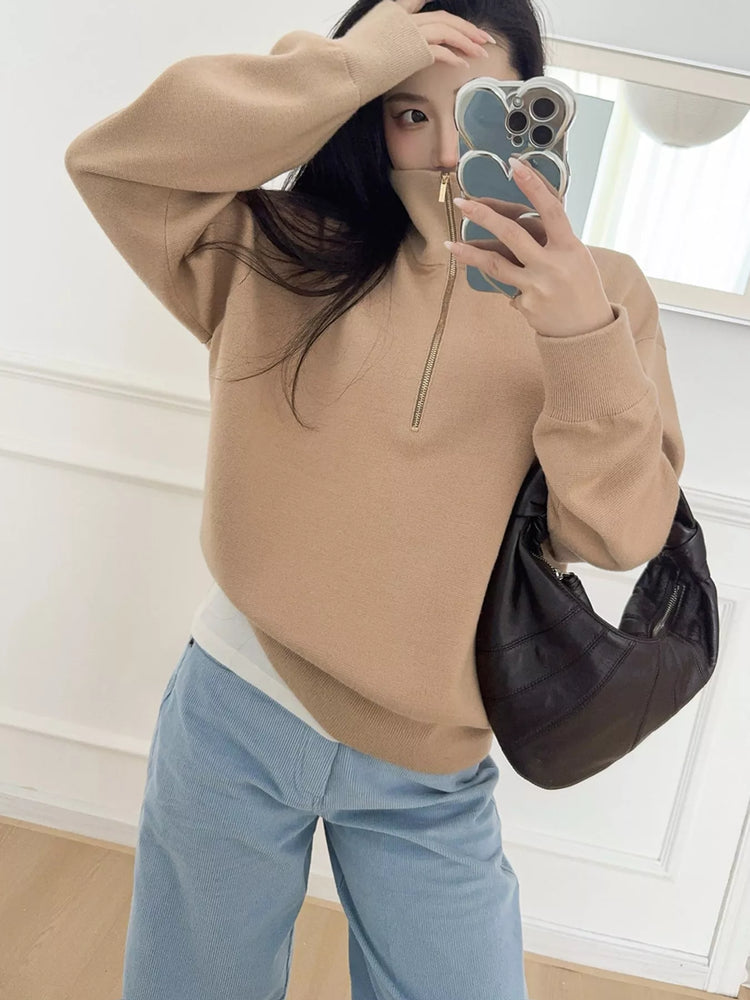 Half-Zip Dropped Shoulder Sweater