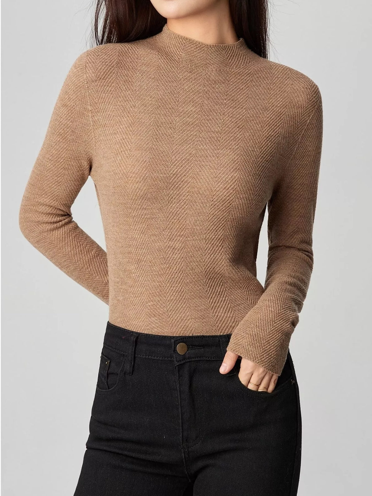 Textured Mock Neck Sweater