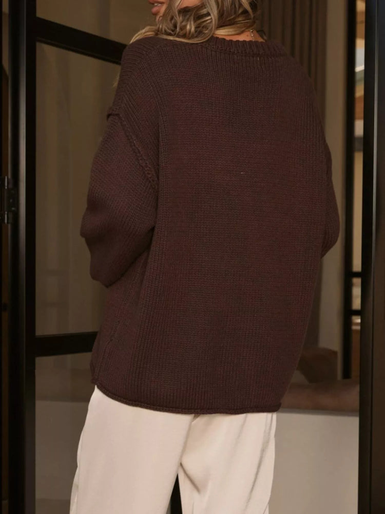 Crew Neck Dropped Shoulder Sweater