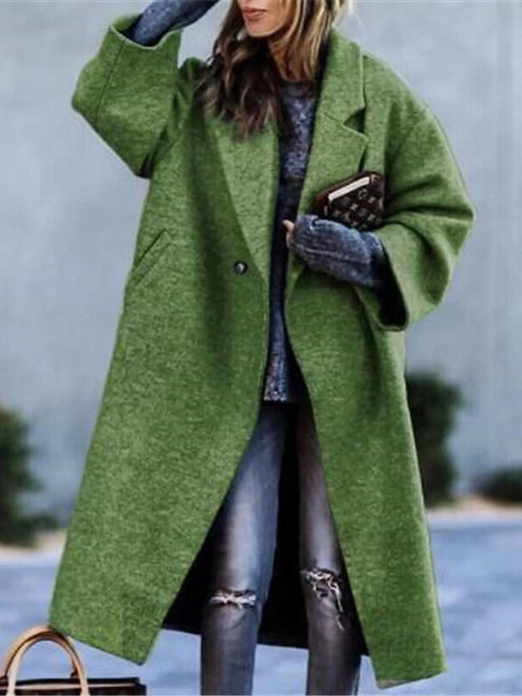 Full Size Lapel Collar One Button Coat Plus Size