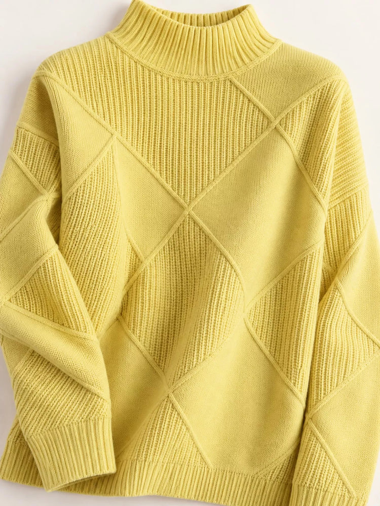 Full Size Diamond Pattern Turtleneck Sweater Plus Size