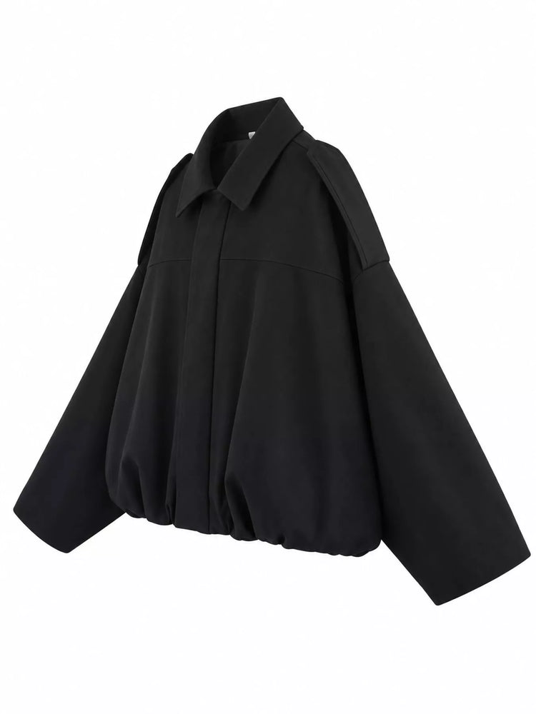 Elastic Hem Batwing Sleeve Jacket