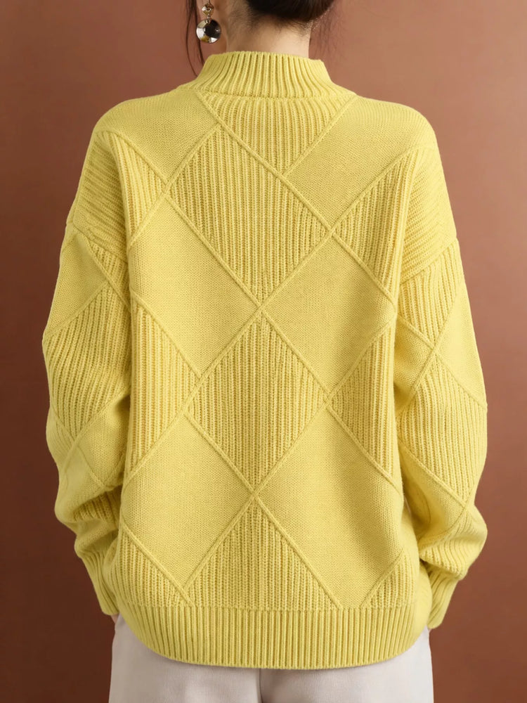 Full Size Diamond Pattern Turtleneck Sweater Plus Size