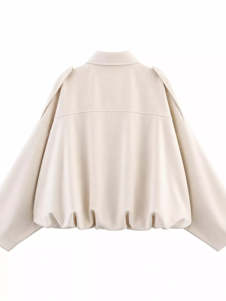 Elastic Hem Batwing Sleeve Jacket