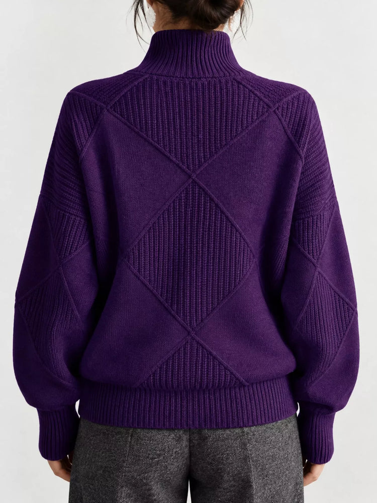 Full Size Diamond Pattern Turtleneck Sweater Plus Size