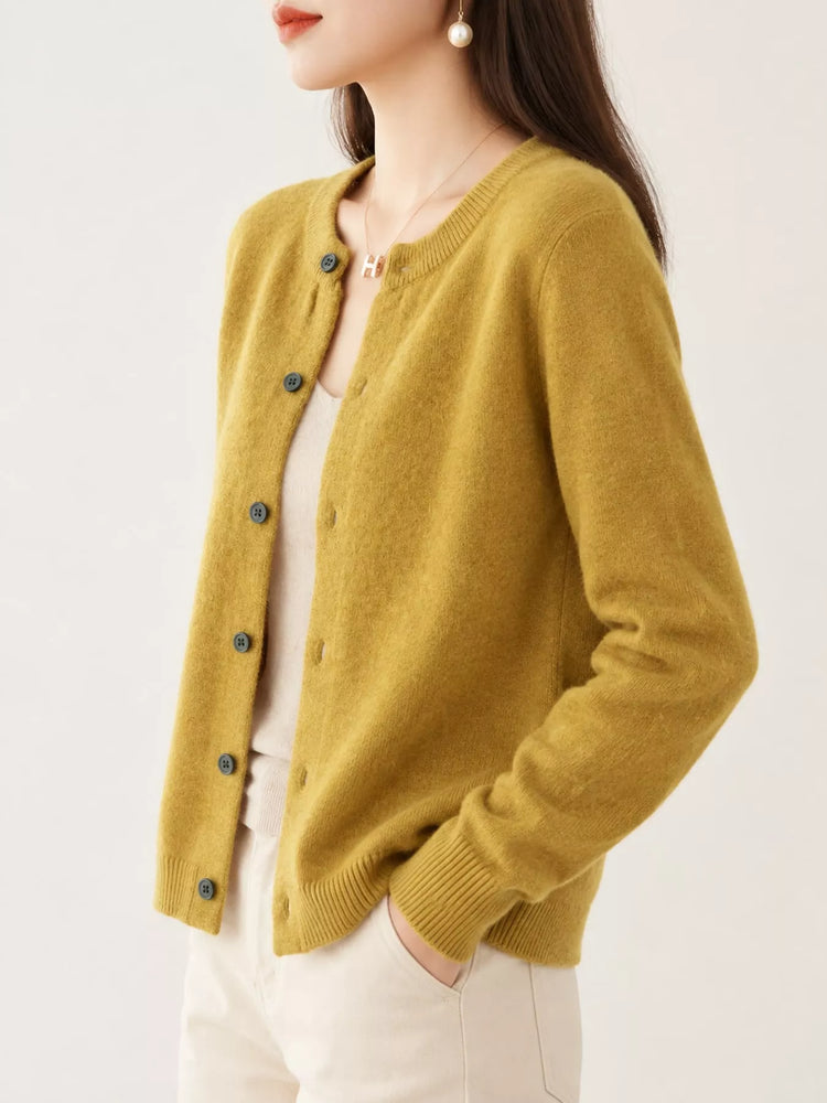 Crew Neck Button-Down Cardigan