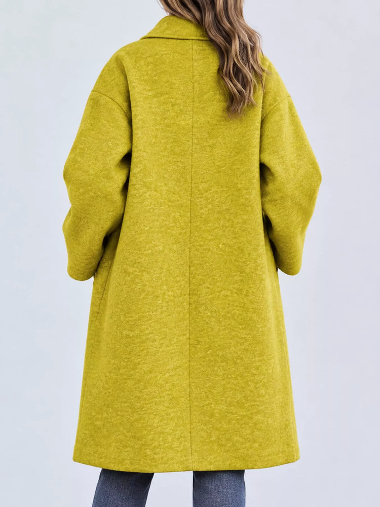 Full Size Lapel Collar One Button Coat Plus Size