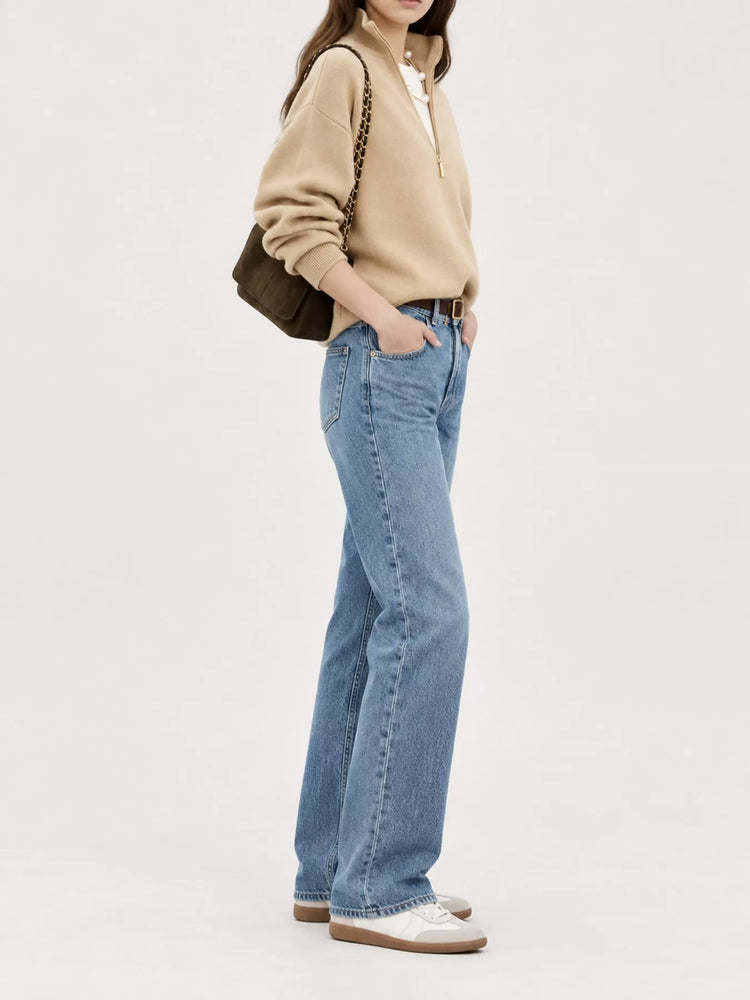 Half-Zip Dropped Shoulder Sweater