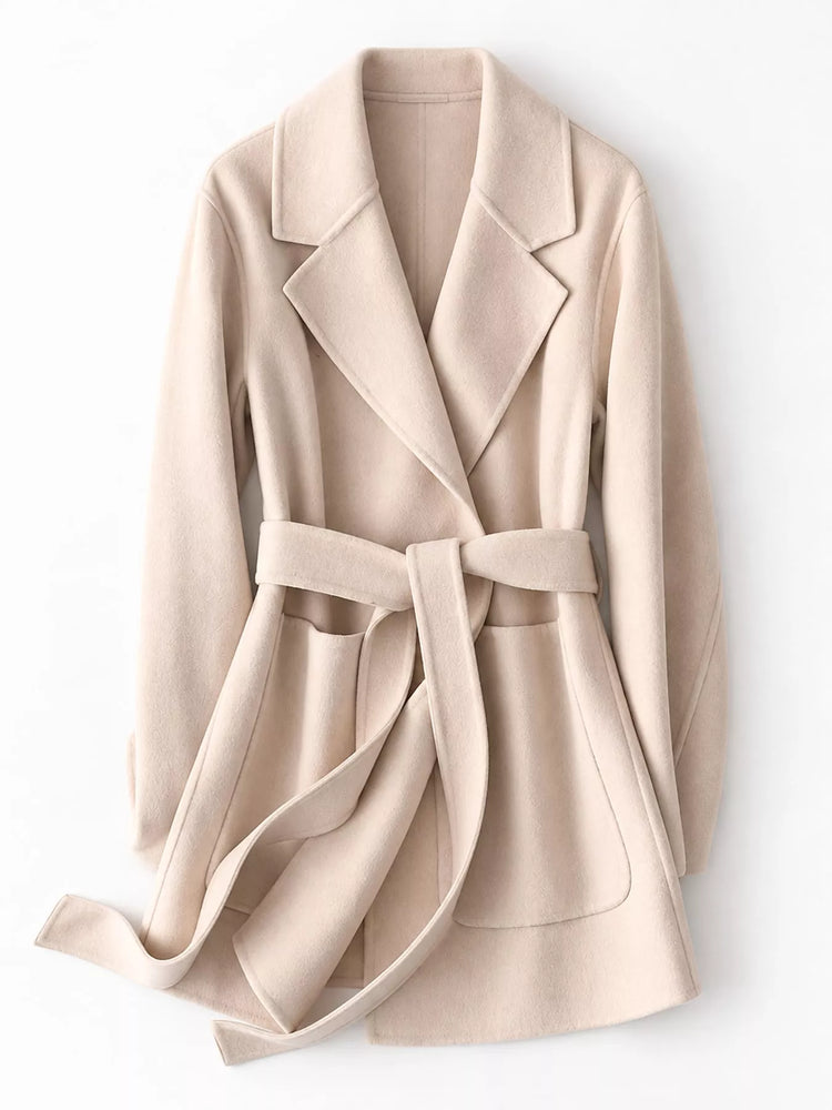Double-Sided Wool Coat with Belted