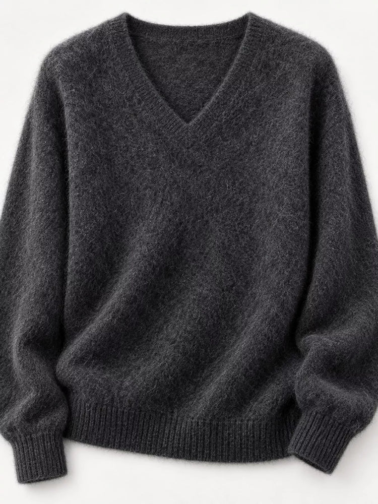 V-Neck Dropped Shoulder Sweater