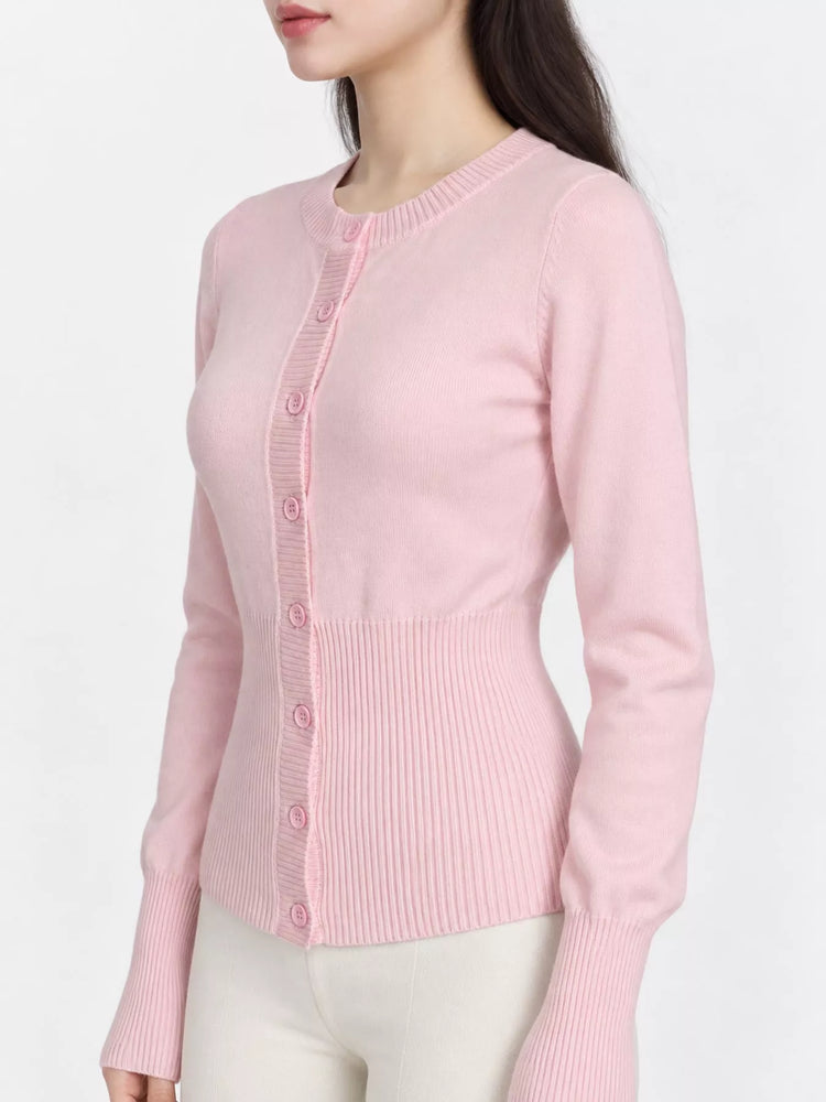 Slim-Fit Ribbed Knit Button-Down Cardigan