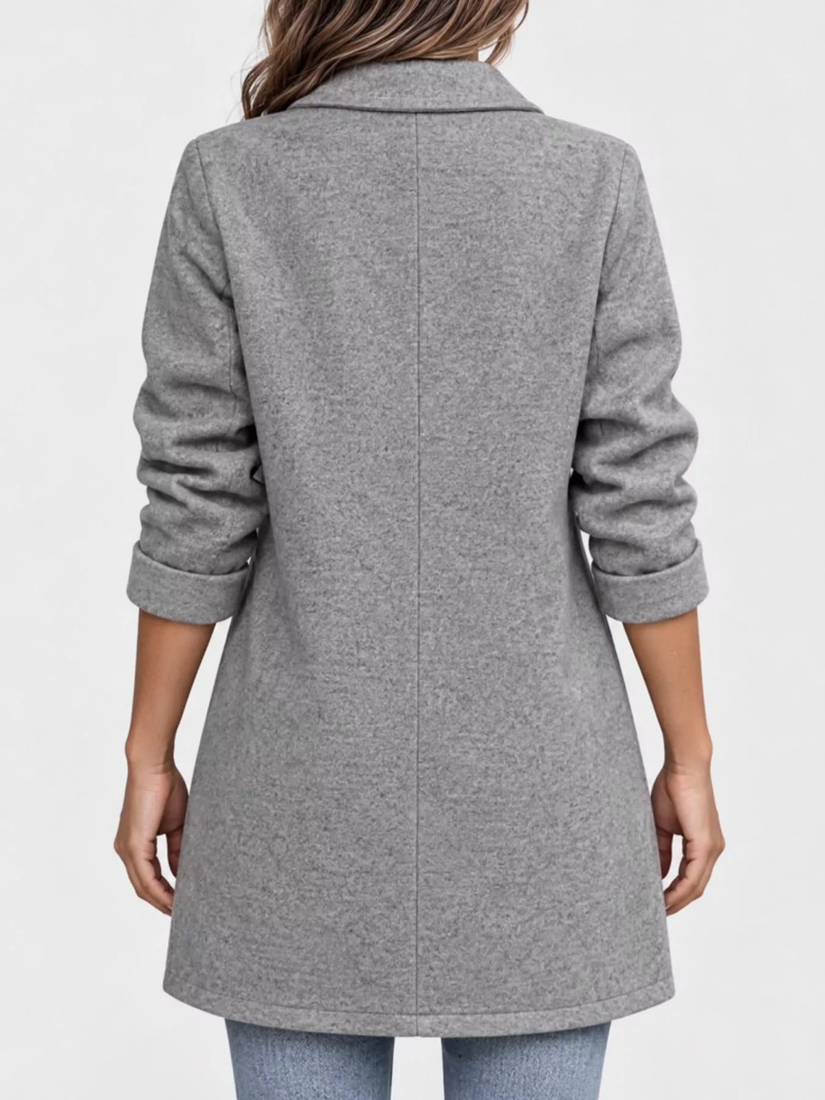 Full Size Lapel Collar Button Up Coat Plus Size