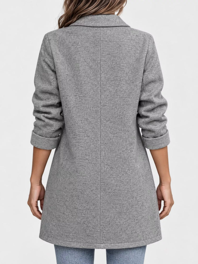 Full Size Lapel Collar Button Up Coat Plus Size