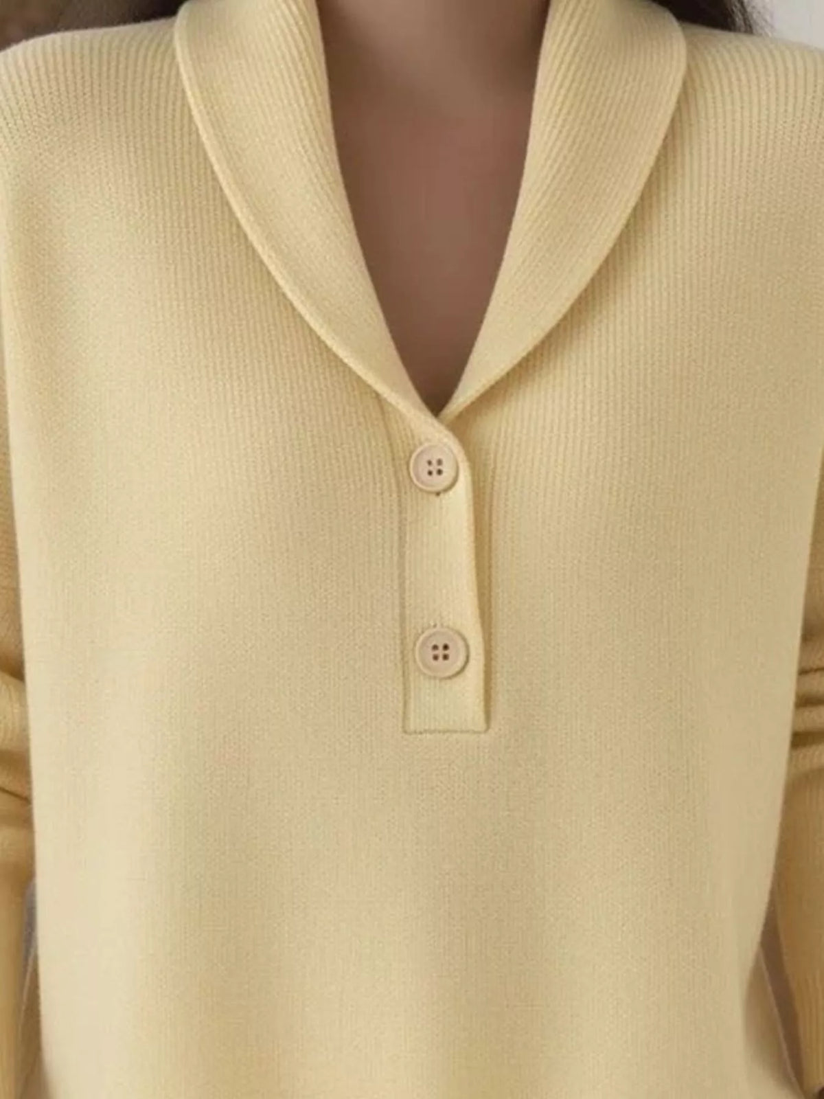 Shawl Collar Button Detail Sweater
