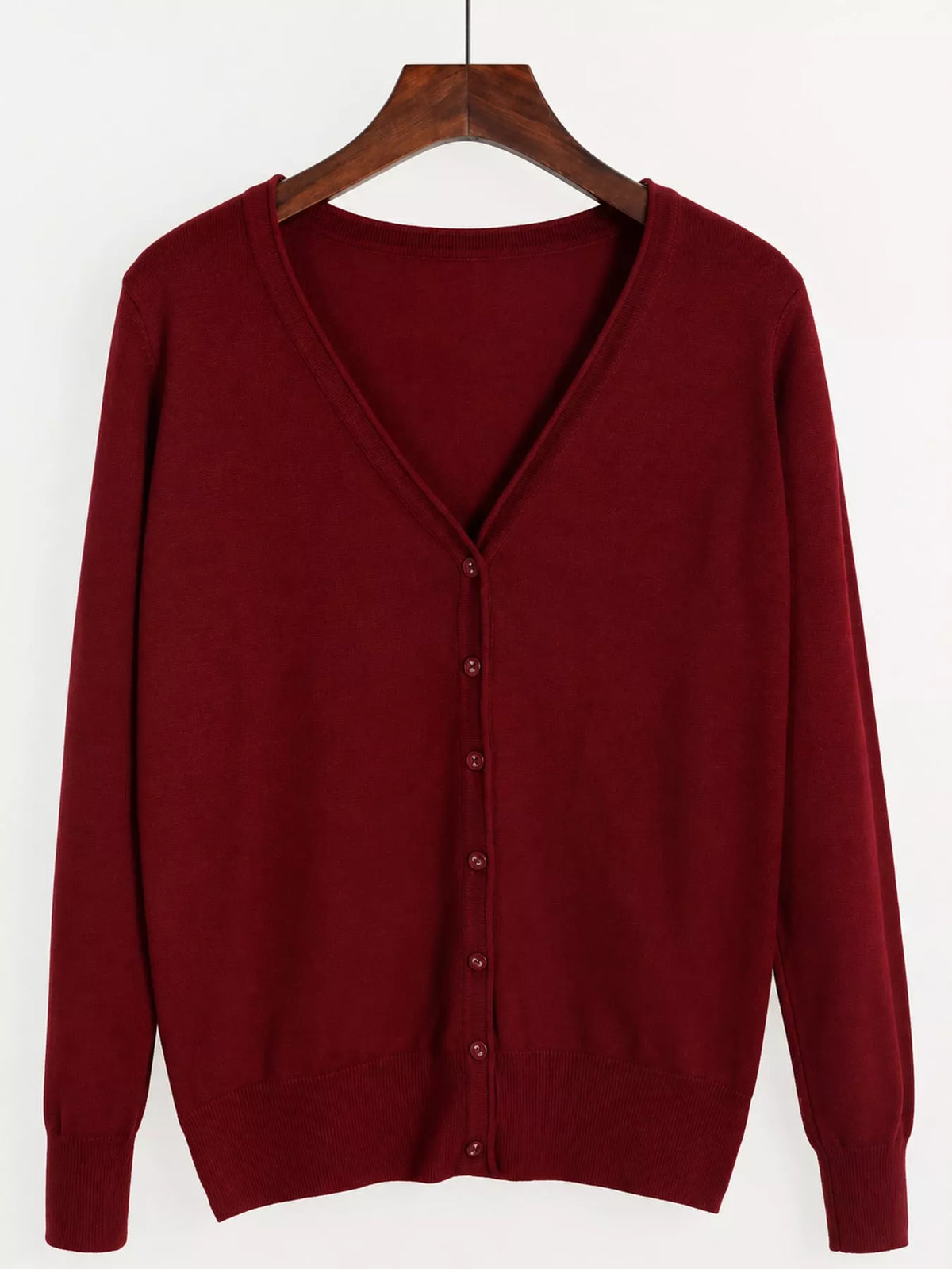 Classic V-Neck Button-Down Knit Cardigan
