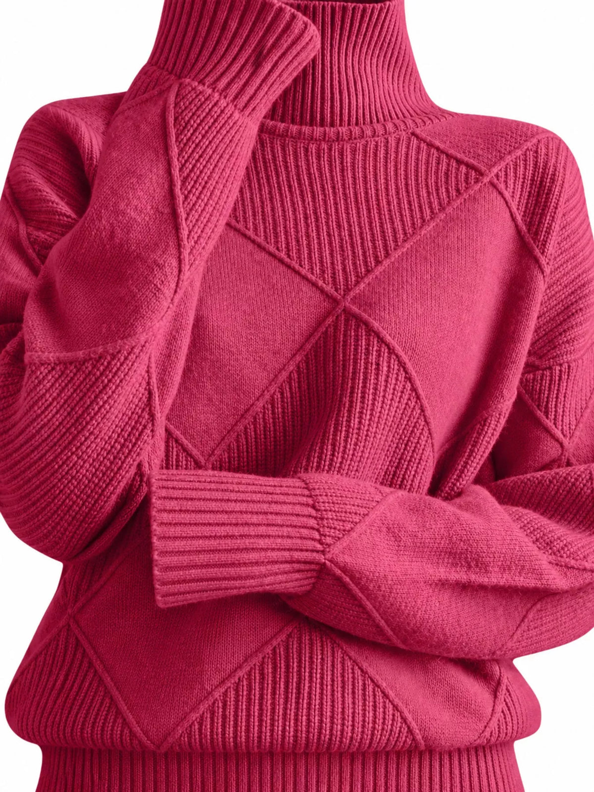 Full Size Diamond Pattern Turtleneck Sweater Plus Size