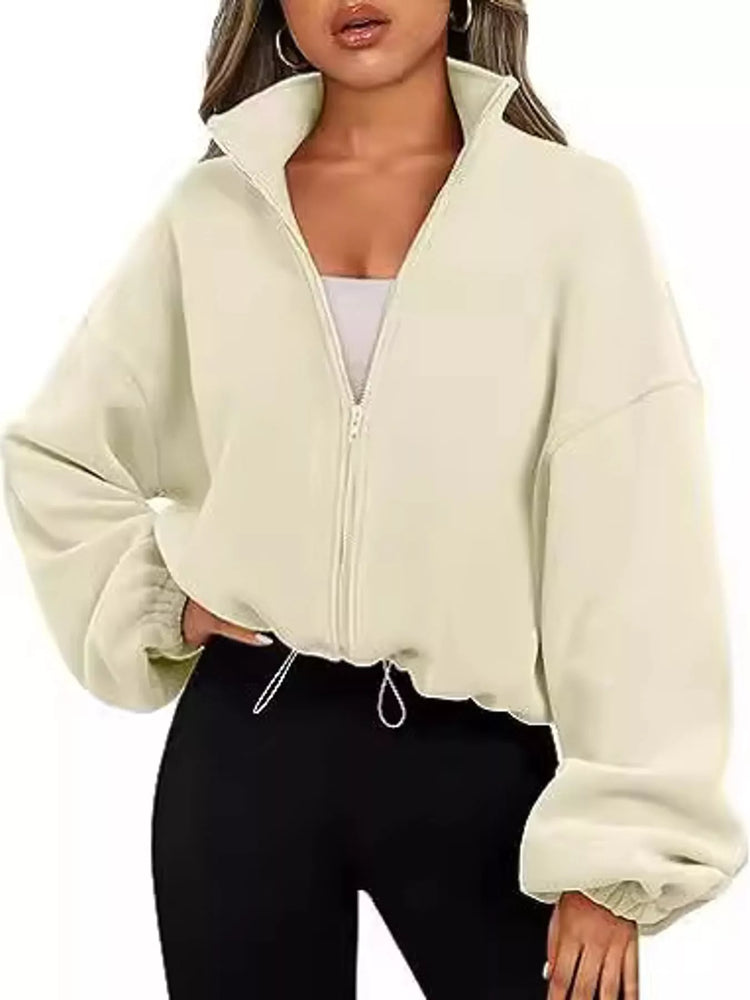 Drawstring Hem Zip Up Jacket