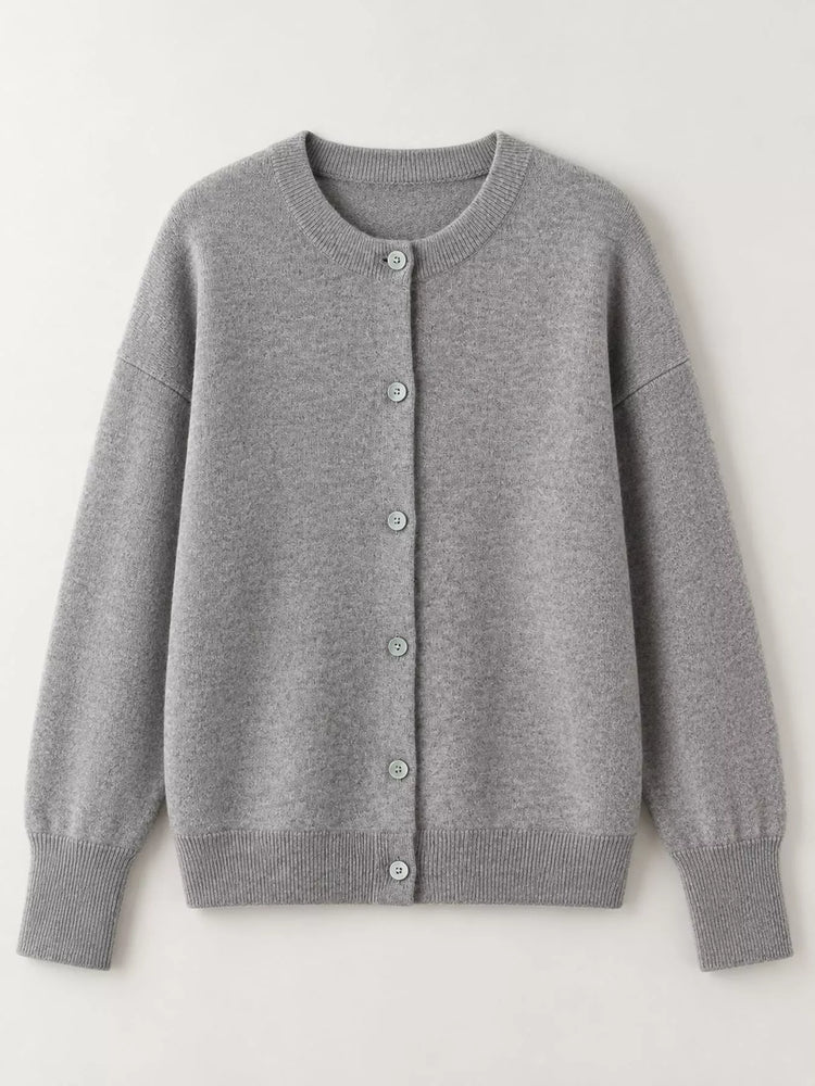 Crew Neck Button-Down Cardigan