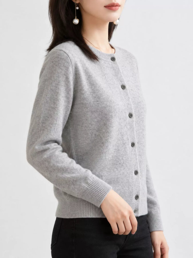 Classic Crew Neck Knit Cardigan