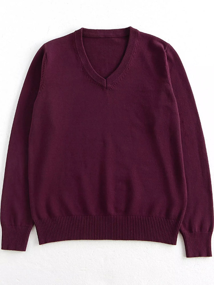 Full Size V-Neck Long Sleeve Sweater Plus Size
