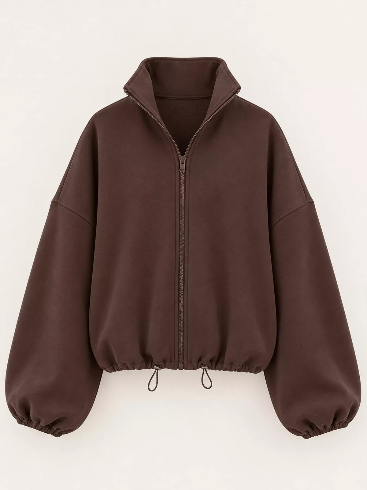 Drawstring Hem Zip Up Jacket