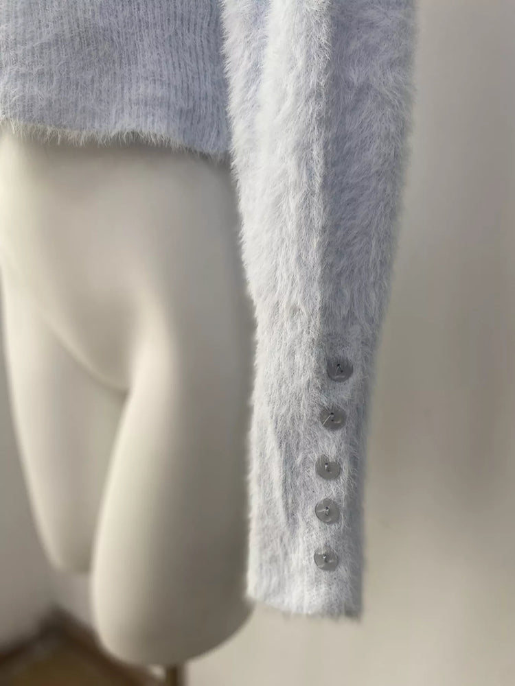 Soft Fuzzy Button-Down Cropped Cardigan
