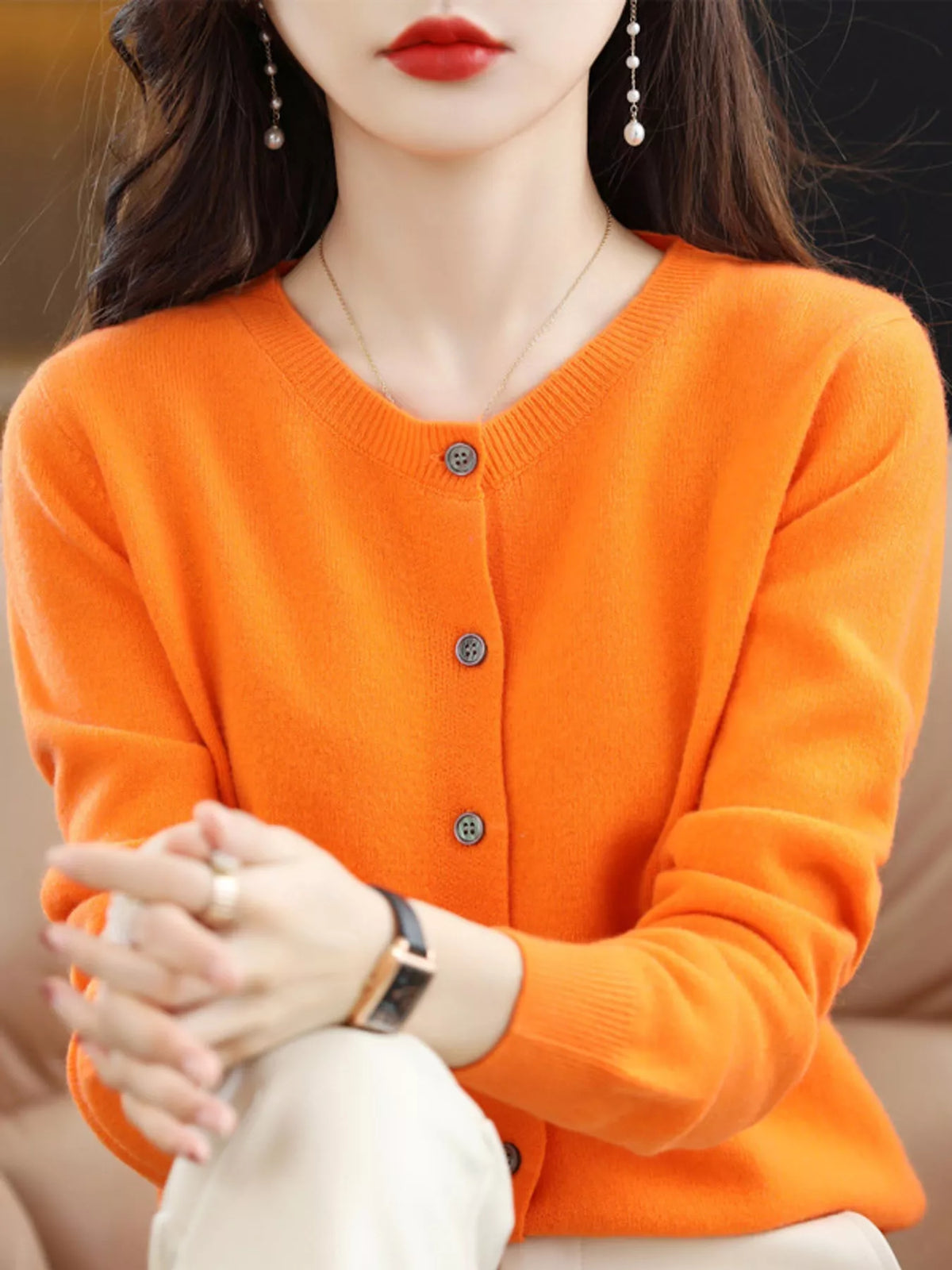 Classic Crew Neck Knit Cardigan