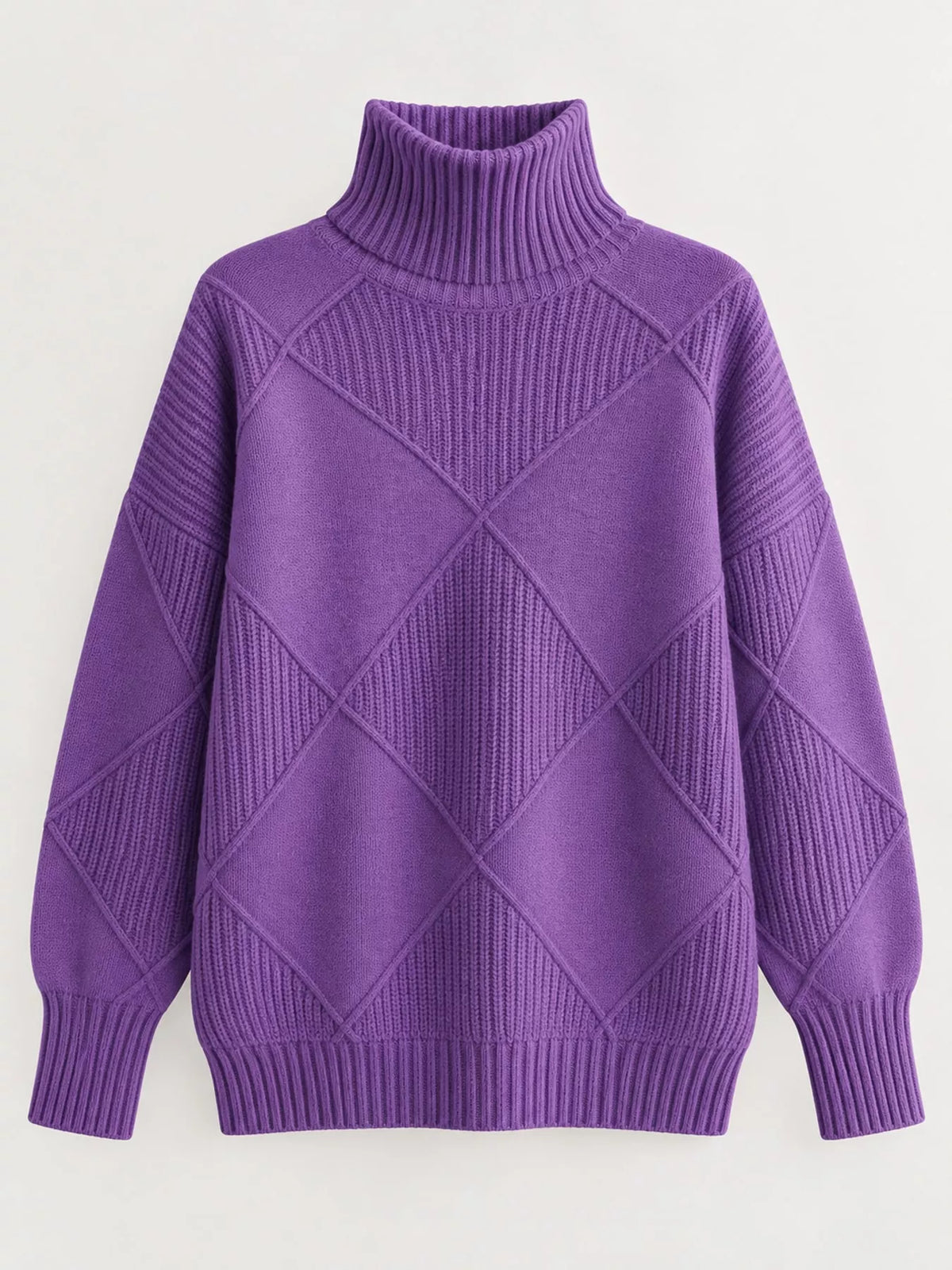 Full Size Diamond Pattern Turtleneck Sweater Plus Size