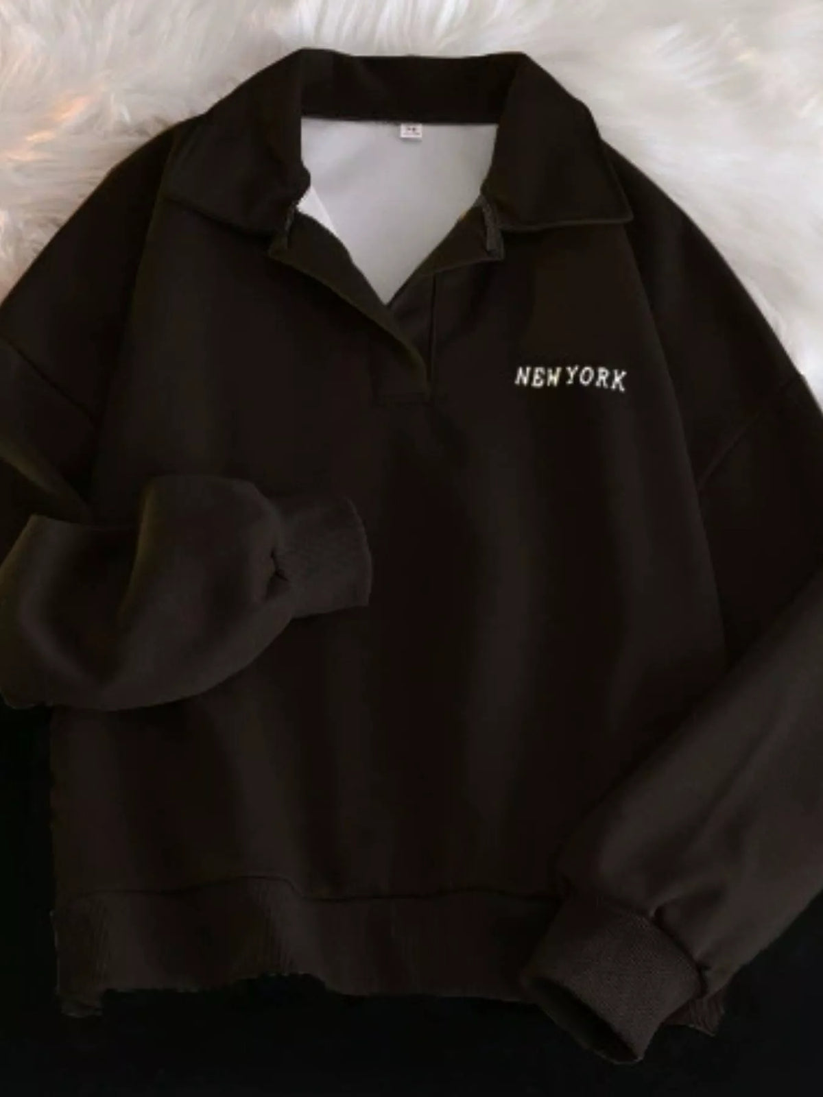 Polo Collar Long Sleeve Sweatshirt