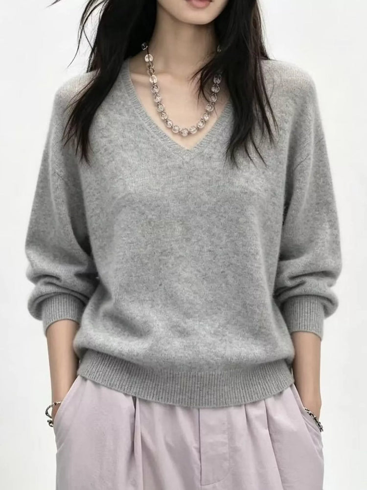 V-Neck Dropped Shoulder Sweater