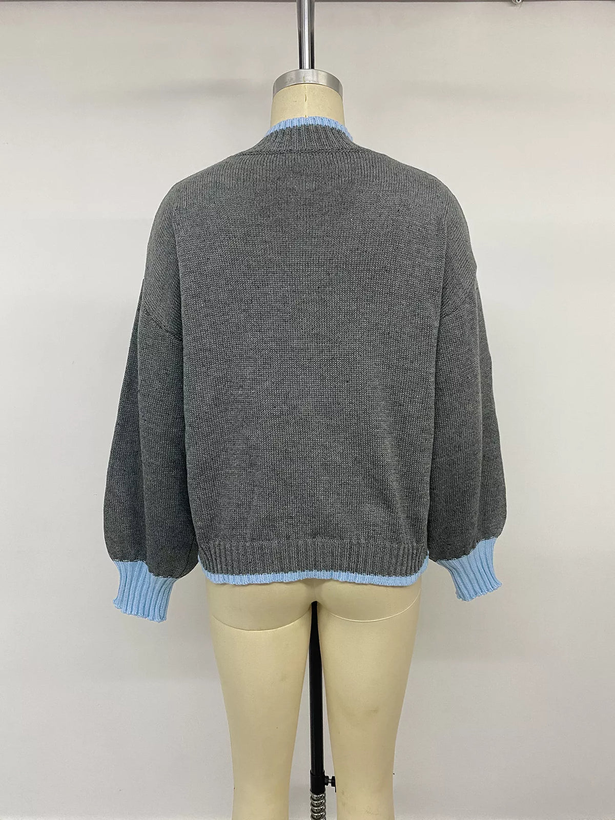 Contrast Trim Crew Neck Sweater
